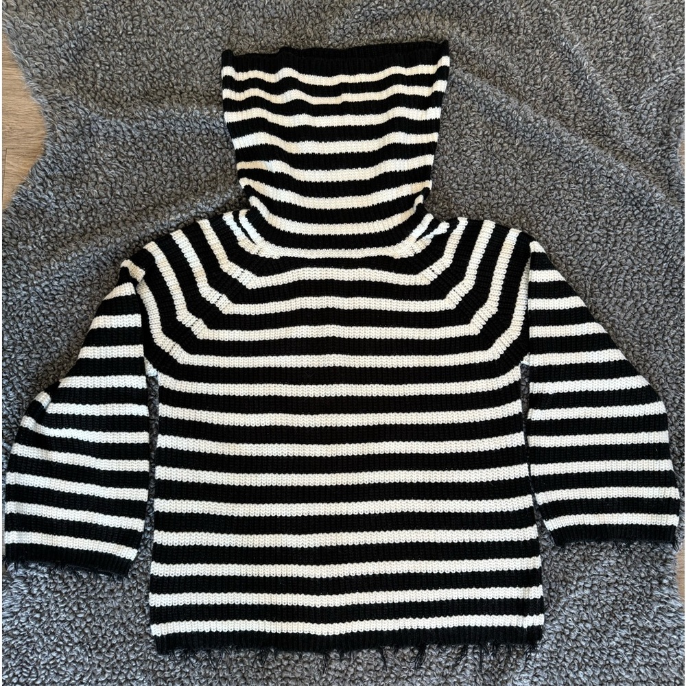 Sanctuary black stripped cowl neck sweater size M